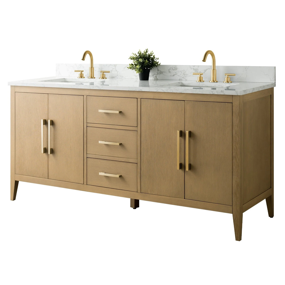 Meuble-lavabo Vanity Art 72 à double vasque avec plateau en marbre reconstitué