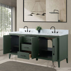 Meuble-lavabo Vanity Art 72 à double vasque avec plateau en marbre reconstitué