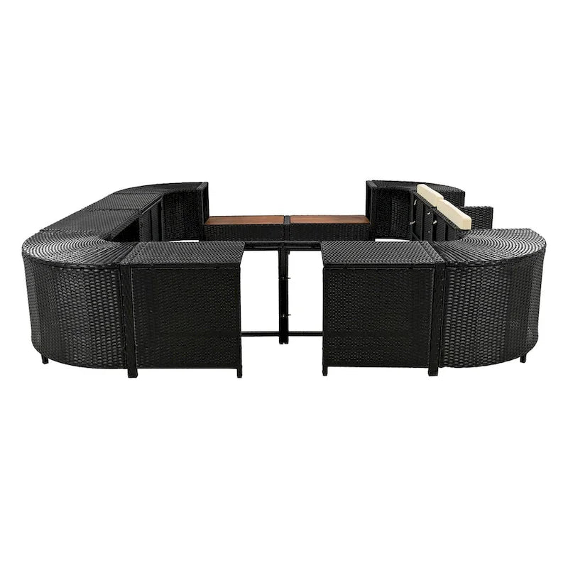 Ensemble de canapé d’angle d’extérieur en rotin, cadre quadrilatéral pour spa