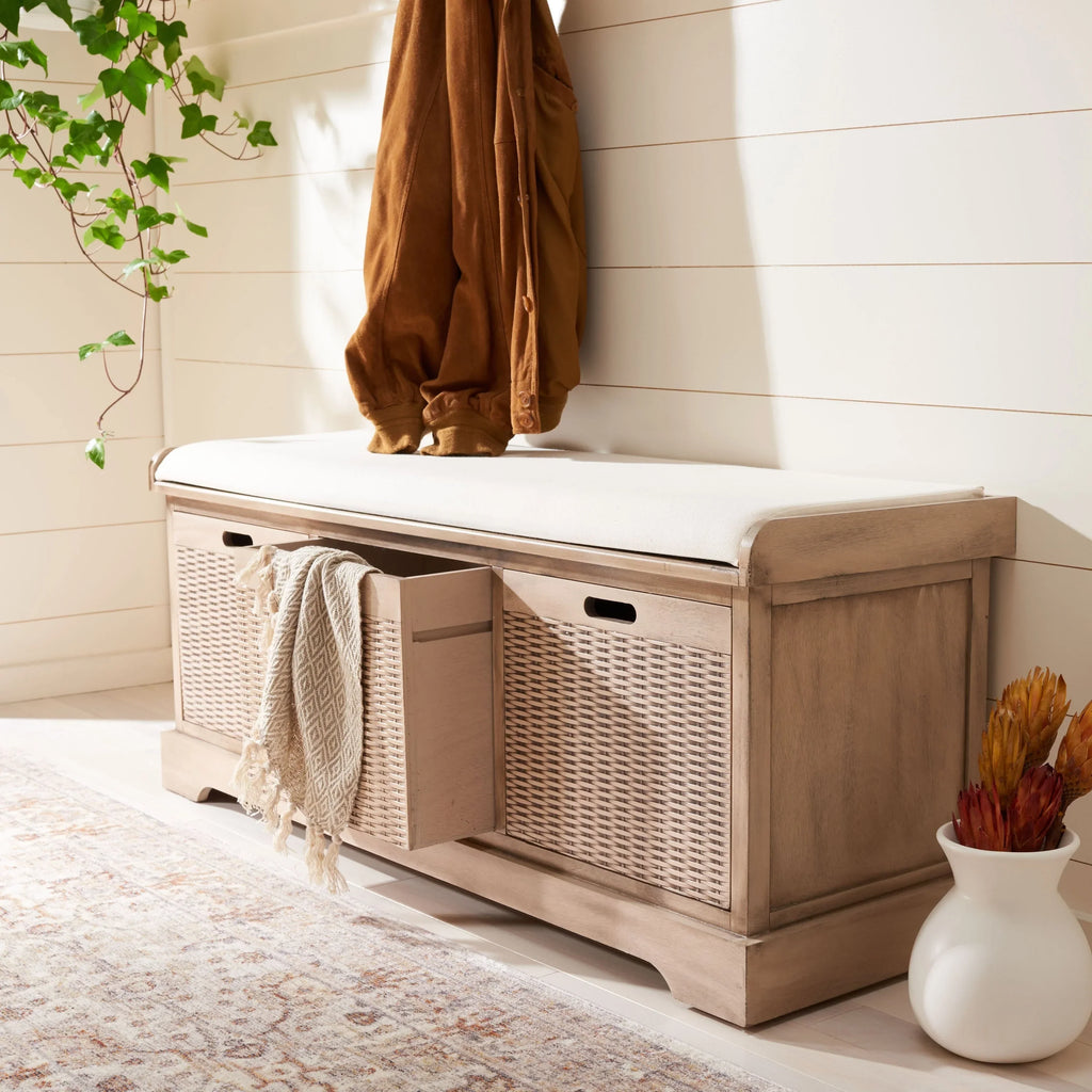Panca contenitore SAFAVIEH Fiorello con 3 cassetti e cuscino - 47.3 W x 15 L x 19 H - 47Wx15Dx19H