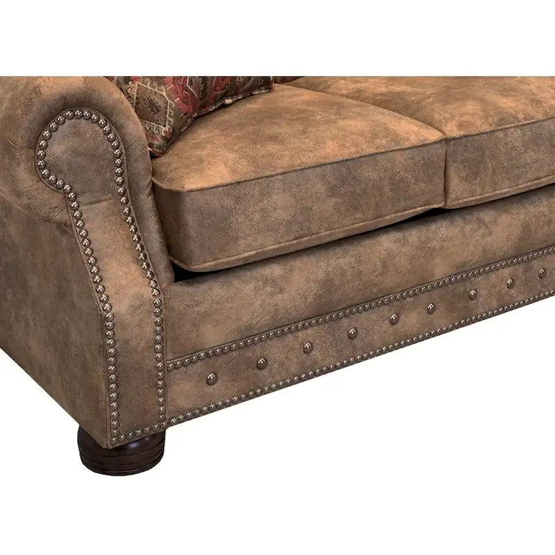 Divano letto Rancho in tessuto effetto pelle scamosciata marrone rustico - 37 x 86 x 40