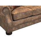 Divano letto Rancho in tessuto effetto pelle scamosciata marrone rustico - 37 x 86 x 40