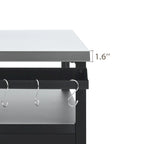 Îlot de cuisine extérieur avec plateau en acier inoxydable, chariot de gril en métal avec meuble de rangement - N/A