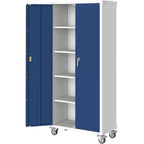Armoire de rangement en acier de 71 pouces avec portes verrouillables et 4 étagères réglables, meuble métallique robuste pour abri d’auto/bureau/garde-manger, conception antirouille