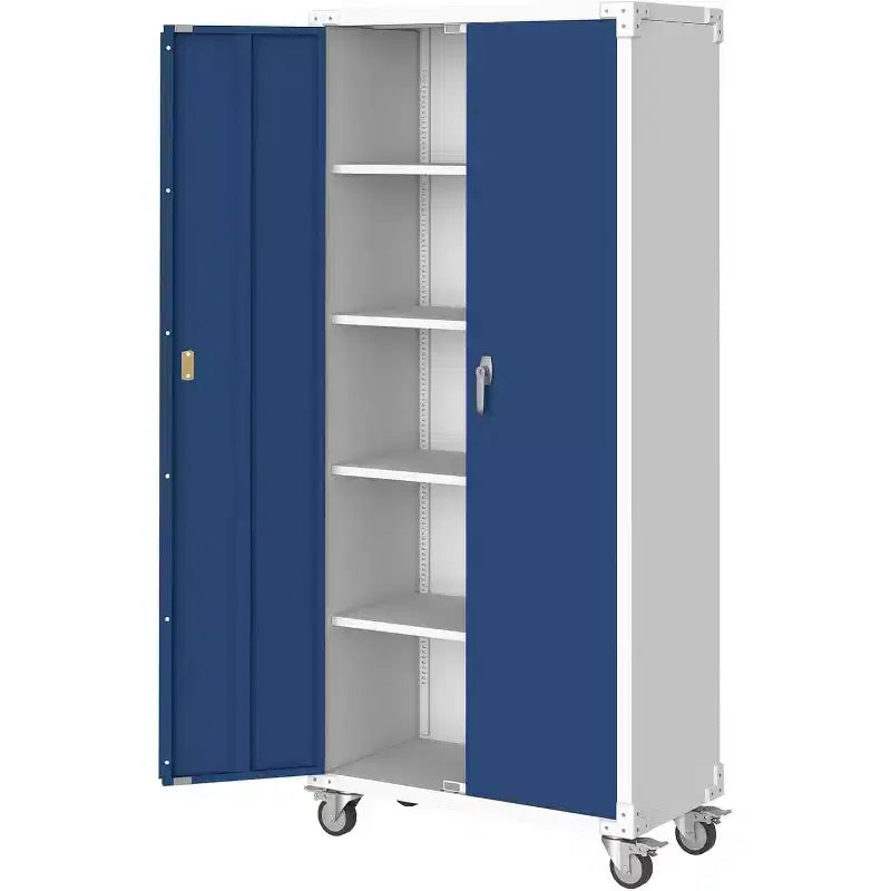 Armoire de rangement en acier de 71 pouces avec portes verrouillables et 4 étagères réglables, meuble métallique robuste pour abri d’auto/bureau/garde-manger, conception antirouille