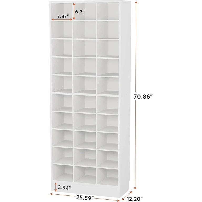 Meuble à chaussures haut pour 30 paires, étagère de rangement blanche en bois à 10 niveaux pour placard et entrée – 10 niveaux