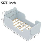 Letto da pavimento a forma di orso Okak per bambini dai 3 ai 6 anni, struttura per letto da bimbo con sponda di sicurezza, grazioso letto per bambini a forma di animale