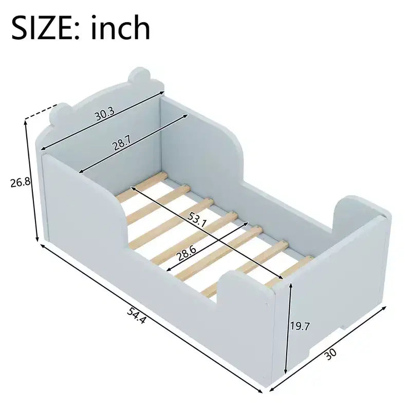 Letto da pavimento a forma di orso Okak per bambini dai 3 ai 6 anni, struttura per letto da bimbo con sponda di sicurezza, grazioso letto per bambini a forma di animale