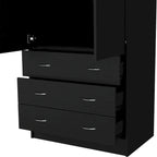 Armoire moderne à deux portes avec 3 tiroirs et 1 tringle pour chambre