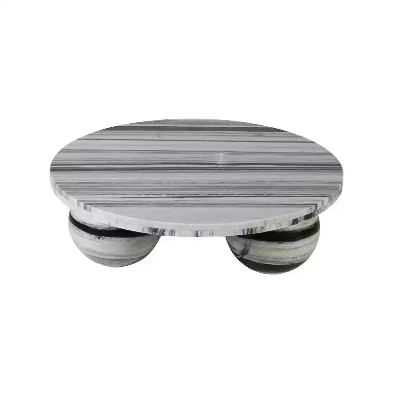Table basse ronde en marbre avec pieds sphériques, multicolore, 4 places ??