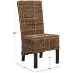 Ensemble de 2 chaises de salle à manger en osier naturel, 19 l x 22 p x 41 h, style bohème côtier