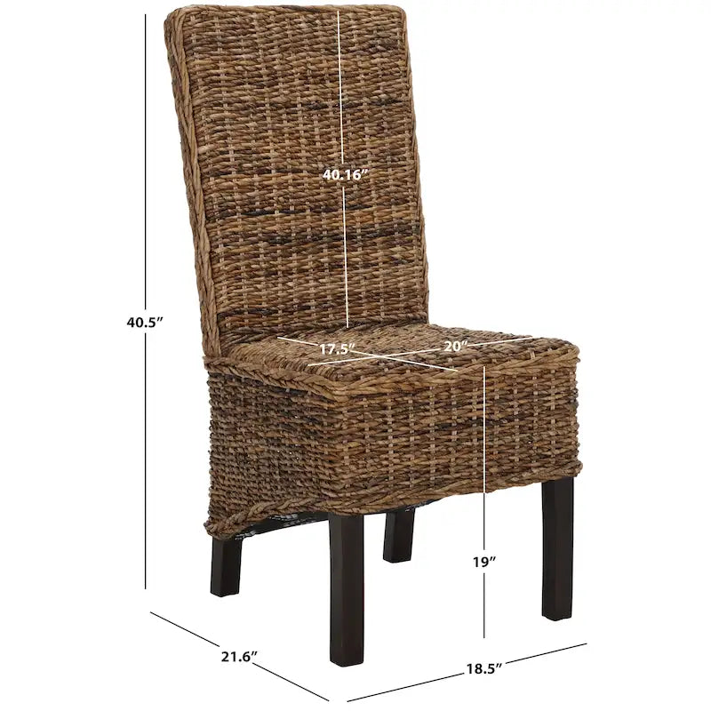 Ensemble de 2 chaises de salle à manger en osier naturel, 19 l x 22 p x 41 h, style bohème côtier