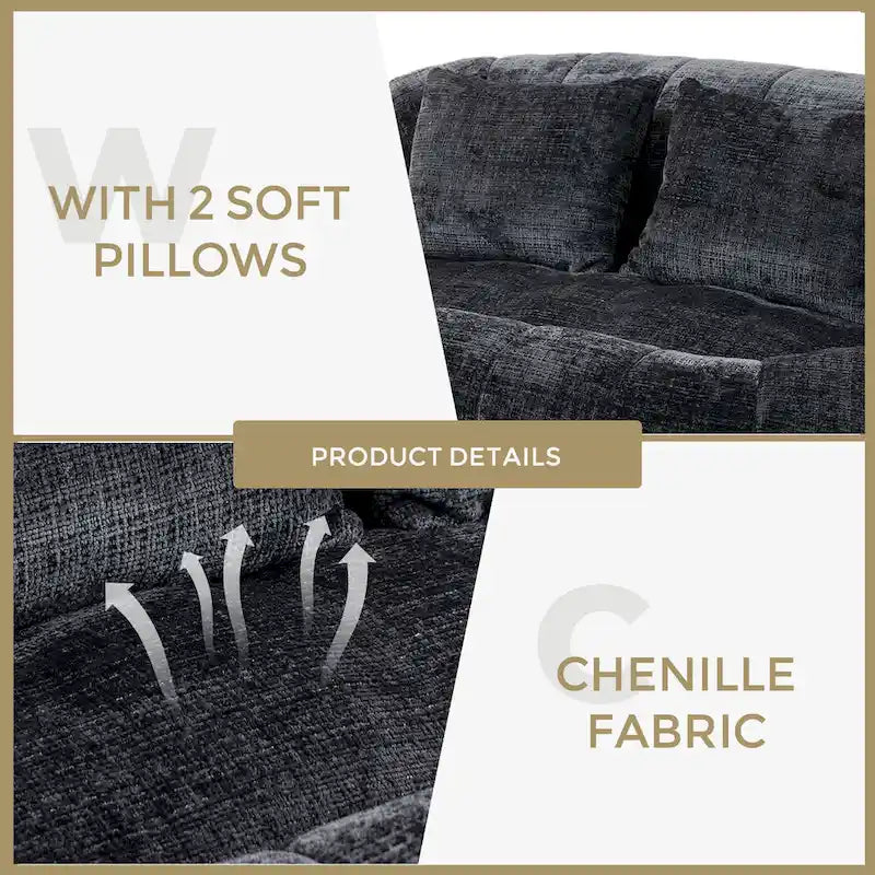 GDFStudio - Divano relax Laurel in ciniglia a 2 posti con schiuma ad alta densità e comfort extra-large
