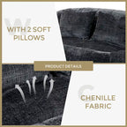 GDFStudio - Divano relax Laurel in ciniglia a 2 posti con schiuma ad alta densità e comfort extra-large