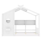 Cadre de lit plateforme en forme de maison, format une place et demie/double, lit cabane au sol pour tout-petit, lit Montessori pour enfant, lit maison de jeu avec étagère de rangement – ModernLuxe