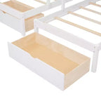 Lit superposé Whisen avec lit double au-dessus de deux lits une place, lit superposé triple en bois avec tiroirs et barrières de sécurité