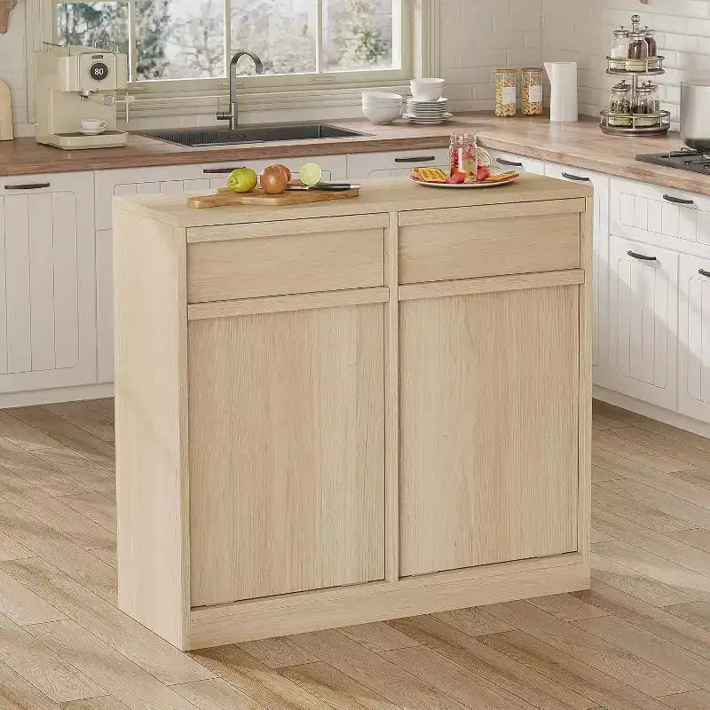 Poubelle inclinable en chêne naturel avec rangement et tiroir, meuble cache-poubelle, panier à linge pour cuisine, salle à manger et salon