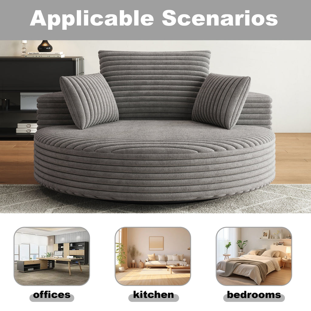 Fauteuil pivotant individuel en mousse et chenille côtelée
