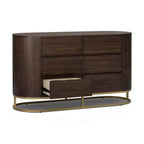 Cassettiera moderna a 6 cassetti con design a bordo vivo, base in metallo e struttura resistente in legno misto
