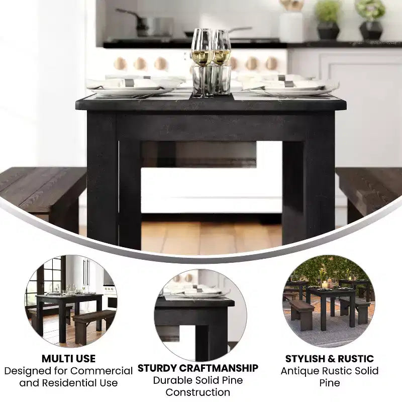 Mesa de jantar retangular Flash Furniture, 46 x 30, em pinho maciço