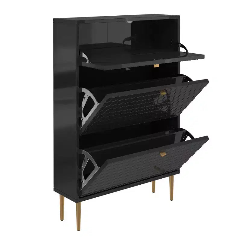 Meuble de rangement à chaussures CLIHOME pour entrée, 24 paires, avec tiroirs basculants, étagère et placard