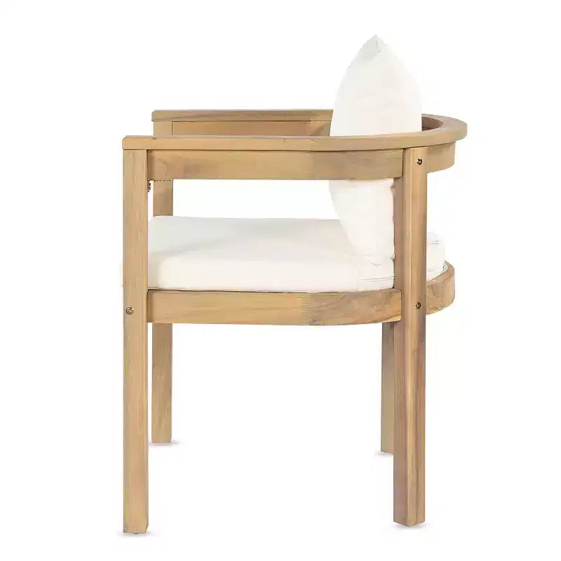 Christopher Knight Home Irene Ensemble repas d’extérieur rustique de 9 pièces en bois d’acacia, avec chaises à dossier incurvé et coussins