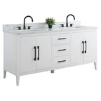 Meuble-lavabo Vanity Art 72 à double vasque avec plateau en marbre reconstitué