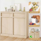 Poubelle inclinable en chêne naturel avec rangement et tiroir, meuble cache-poubelle, panier à linge pour cuisine, salle à manger et salon