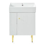 21.6 white Bathroom vanity, Combo Cabinet, Bathroom Storage Cabinet, Single Ceramic Sink, Left side storage