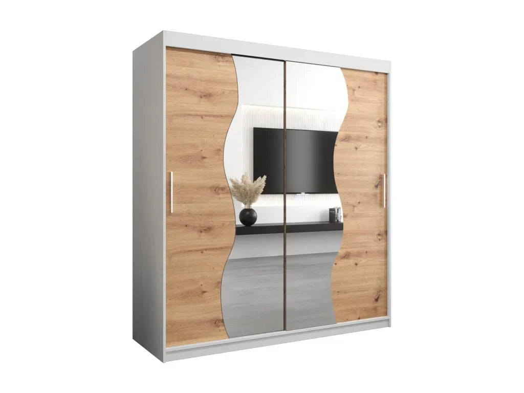 Armoire - Argenté/Blanc/Marron