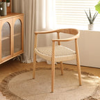 Sedia da pranzo scandinava in legno curvato con seduta intrecciata e braccioli