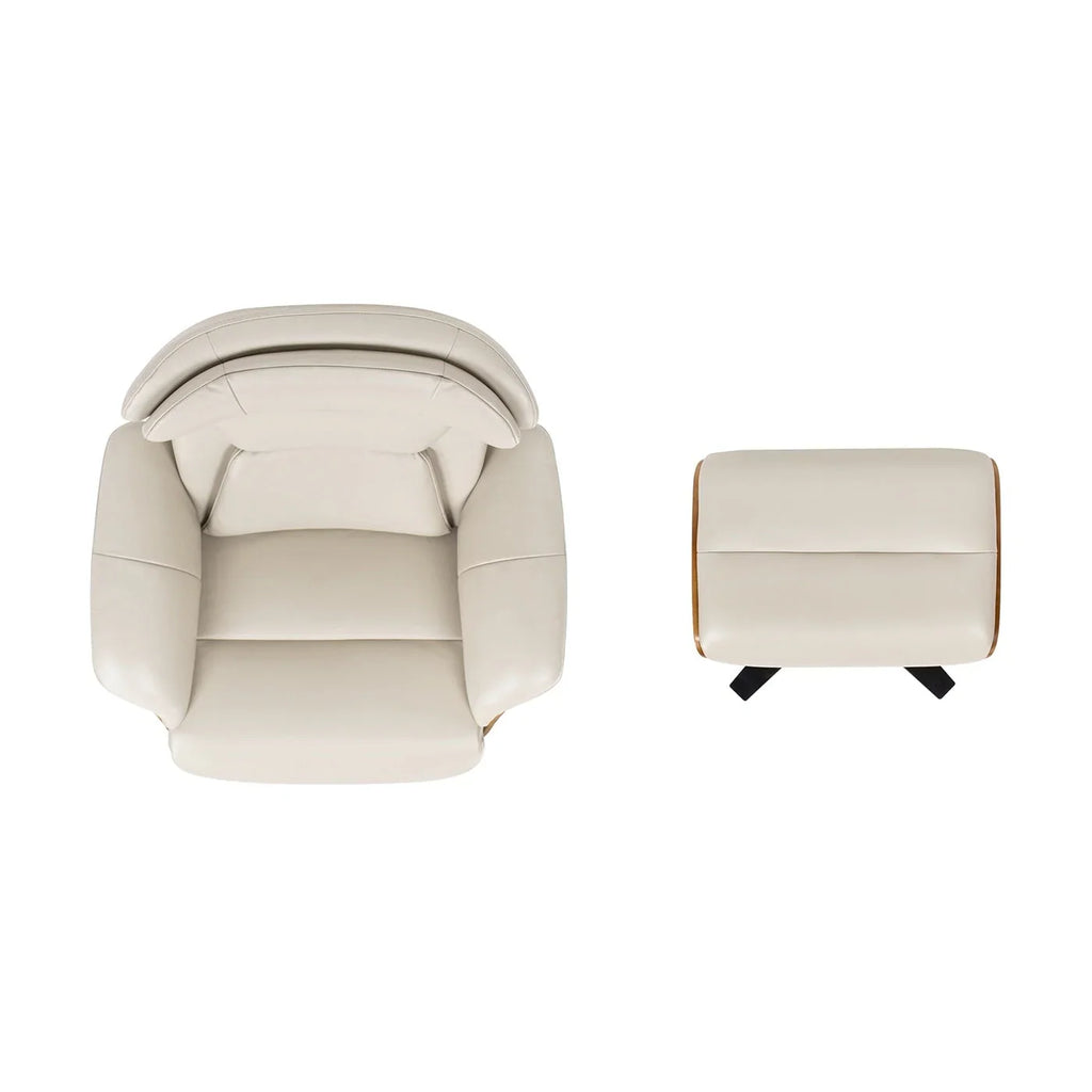 Fauteuil inclinable Jovan 31,5 en cuir véritable avec pouf