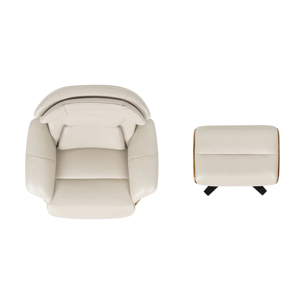 Fauteuil inclinable Jovan 31,5 en cuir véritable avec pouf