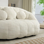 Fauteuil lounge blanc de 63,78 po, revêtu de chenille avec mousse haute densité