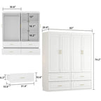93.9H/74.2H Armoires Wardrobe Closet Cabinet Hanging Drawers Storage