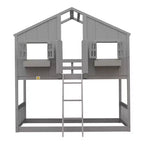 Letto a soppalco matrimoniale singolo a forma di casetta, letto rialzato in legno tipo casetta con scaletta e sponde di sicurezza per bambini