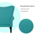 Fauteuil d’appoint moderne Erommy, fauteuil à dossier haut, canapé une place en tissu rembourré avec boutons et pieds en bois pour le salon