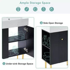 21.6 white Bathroom vanity, Combo Cabinet, Bathroom Storage Cabinet, Single Ceramic Sink, Left side storage