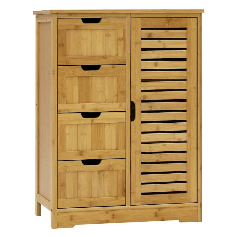 Meuble de rangement bas pour salle de bains VEIKOUS avec 4 tiroirs