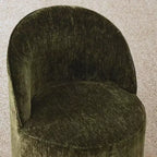Ensemble de table à manger moderne pour 6 personnes, table ronde à piètement central, fauteuils tonneau pivotants à roulettes, chenille texturée - Panipeachy