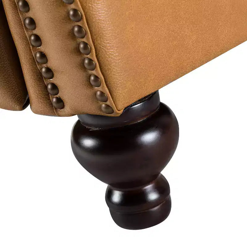 Set di 2 poltrone reclinabili moderne Elisabete con schienale ad ali in vera pelle e borchie decorative vintage per soggiorno e camera da letto| ART OF LIVING DESIGNS