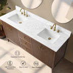 Meuble-lavabo Vanity Art 72 à double vasque avec plateau en marbre reconstitué