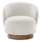 Fauteuil tonneau pivotant rembourré d’appoint Spruce&Spring avec base en bois