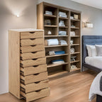 Meuble étroit en bois à 9 tiroirs avec tiroirs à coulissement fluide et étagère de rangement supérieure