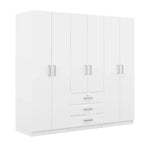 6-Door Wooden Wardrobe with Drawers for Bedroom