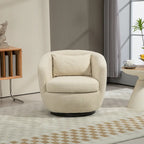 Fauteuil tonneau pivotant rembourré avec rangement, chaise d’appoint moderne pour salon, chambre, bureau ou coin lecture