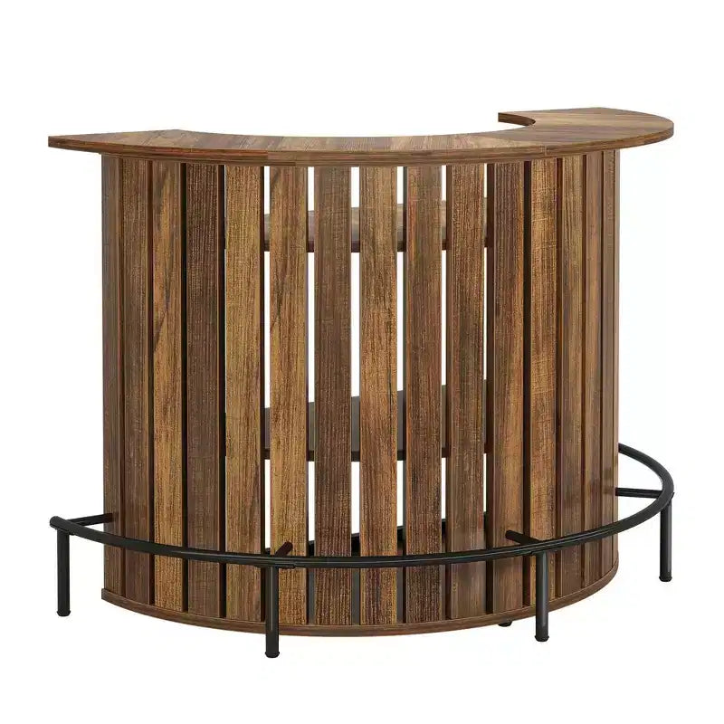 Mini tavolo bar portaoggetti a 4 ripiani con forma ad arco, mobile bar moderno in stile rustico con poggiapiedi e struttura in MDF