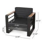 Giovanna Outdoor-Aluminium-Sitzgruppe für 7 Personen mit Feuerstelle von Christopher Knight Home
