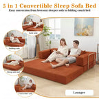 Canapé-lit pliant Dyonery 78 convertible en canapé en velours côtelé, format king, couchage au sol, 4-en-1, canapé modulaire à combiner soi-même, confortable et dépliant