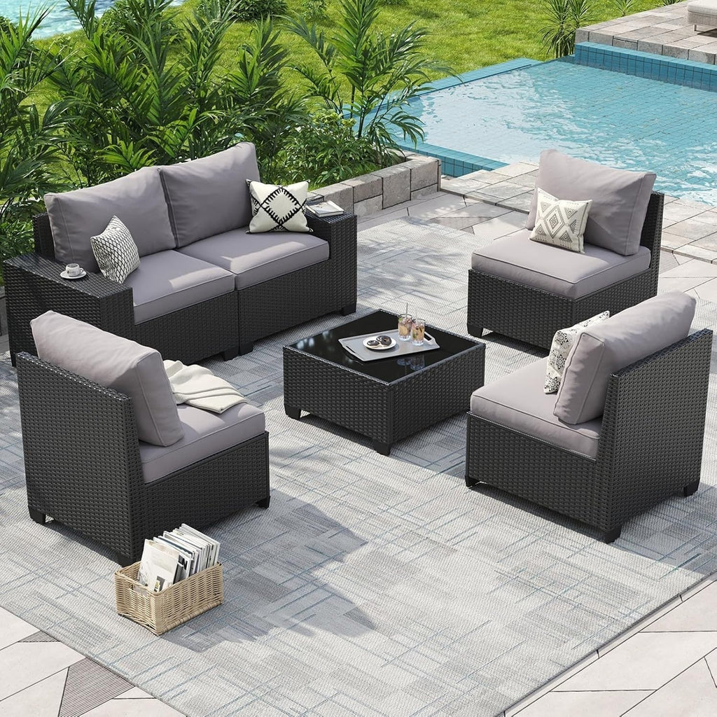 Set di mobili da esterno per patio con cuscini imbottiti spessi 10 cm